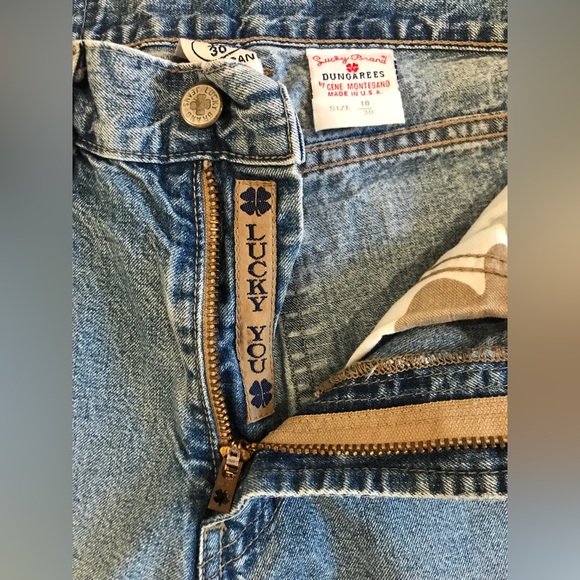 Vintage Lucky Brand Low Rise Flare Dungaree Jeans - 10 / 30 - Picture 3 of 12